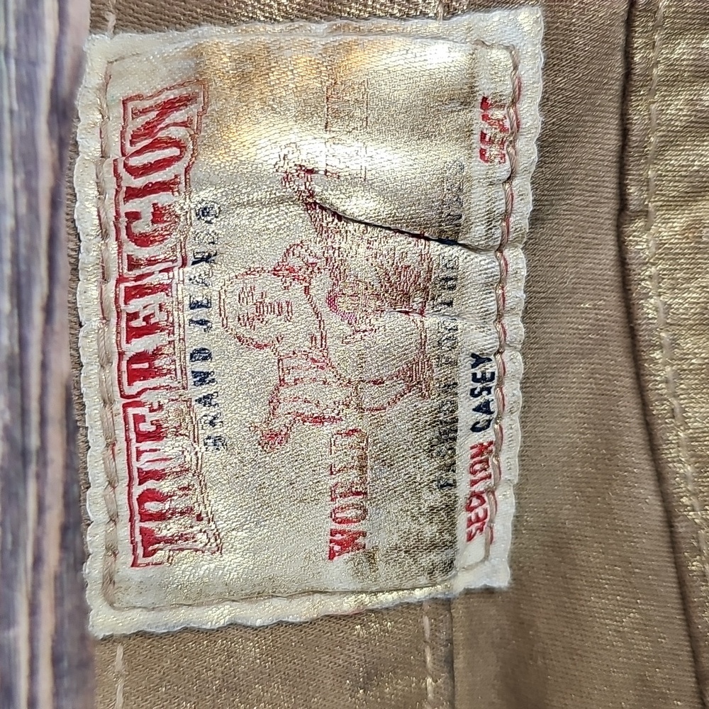 TRUE RELIGION CASEY VINTAGE Y2K GOLD METALLIC LOW-RISE SKINNY JEANS - Picture 8 of 14
